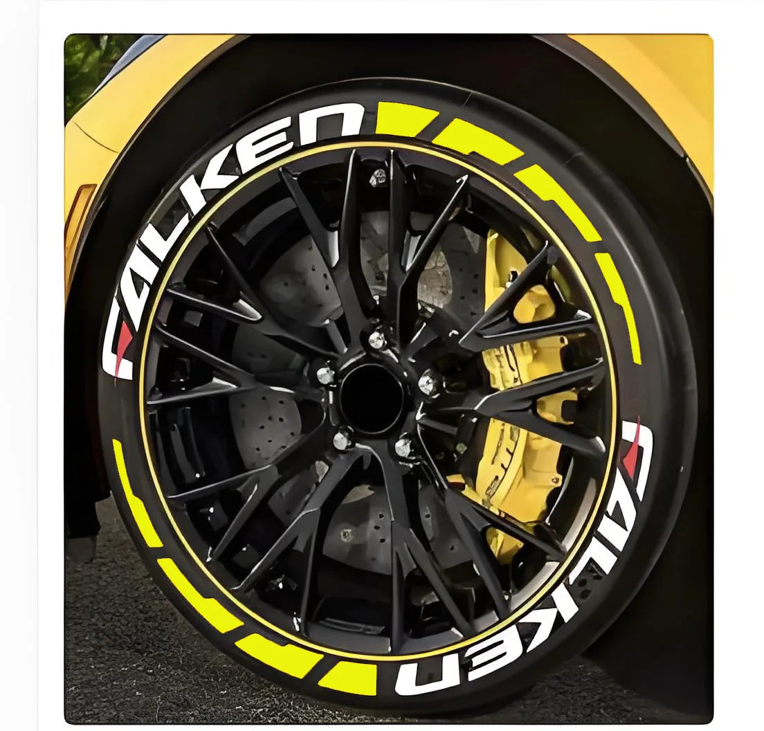 8pcs/lot Car Tire Decor Stickers Car Tuning Universal 3D Permanent PVC Joined Stickers Car Sticker for 4 Wheels Decals