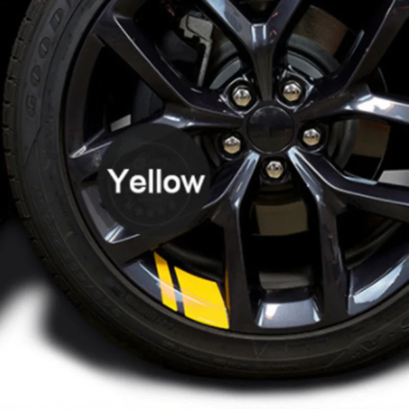 6PCS Reflective Car Wheel Decal Sticker Pressure Adhesive Auto Red Accessories Car Stickers Wheel Hub Decals