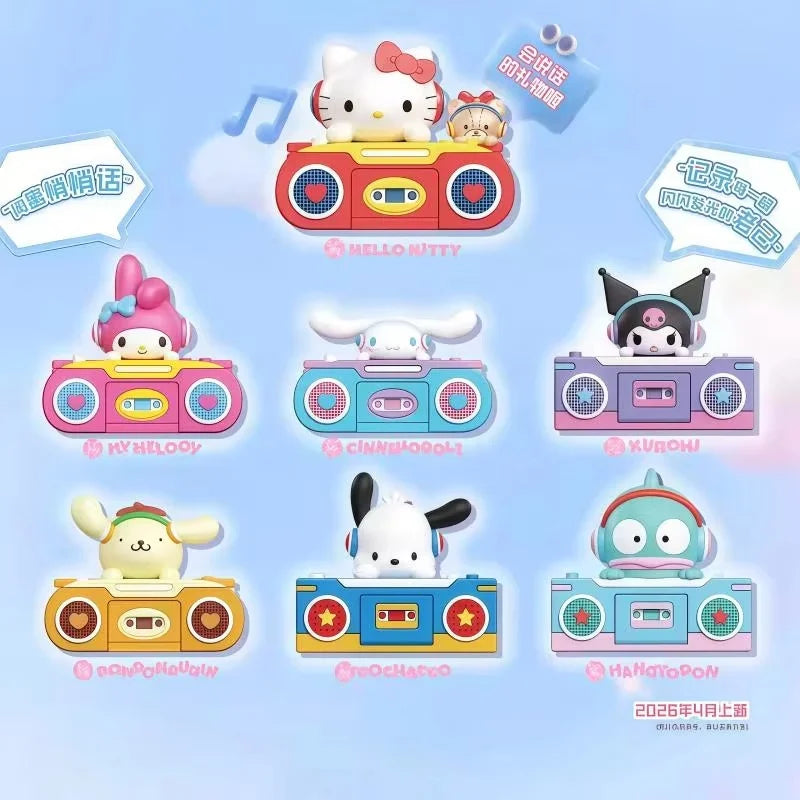 In Stock Hello KT Retro Tape Recorder Blind Box Talking Collectible Figure Desktop Ornament Cute Gift For Anime Fans Kids