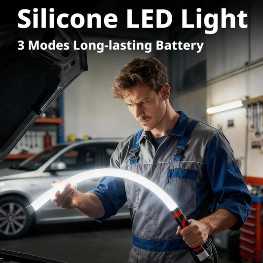 Flexible Silicone LED Work Light 3 Modes USB Rechargeable Bendable Flashlight Bar For Auto Car Repair Underhood Garage Lamp