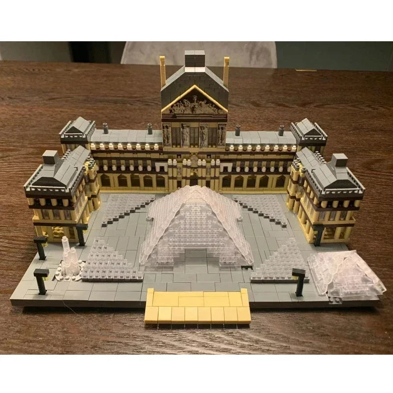 3377PCS Louvre Model Building Blocks World Famous Attractions Architectural Model Bricks Desktop Deco Boys DIY Toys Holiday Gift