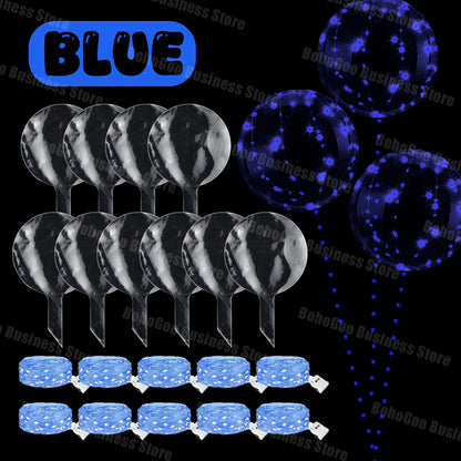 10-100Sets Led Balloons with Batteries Clear Flashing Light Up Balloon for Wedding Proposal Decor Birthday Party Outdoor Yard