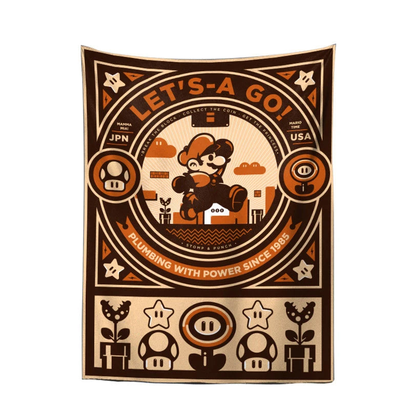 Mario Brothers Anime Tapestry Japanese Retro Style Bedroom Decor Background Cloth for Room Decoration