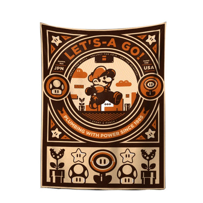 Mario Brothers Anime Tapestry Japanese Retro Style Bedroom Decor Background Cloth for Room Decoration