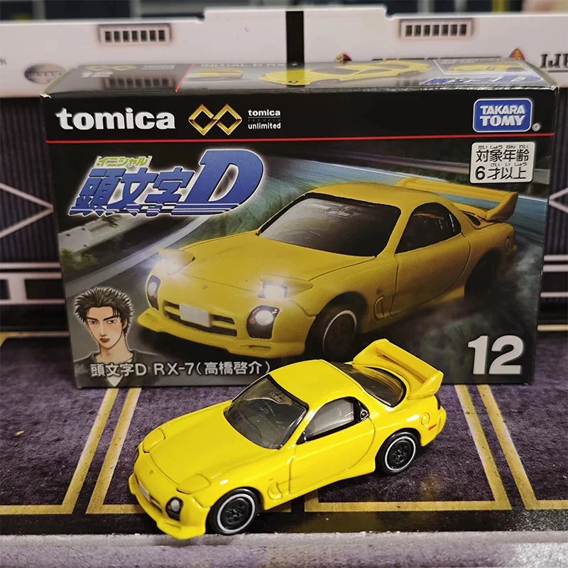 Tomica No.12 Premium Unlimited Initial D RX-7 Keisuke Takahashi Takara Tomy Alloy Diecast Vehicle Toy Boys Collectible Gift
