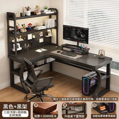 Computer Desk Corner Multi Functional Double Writing Table L Shaped Office Desk with Bookshelf Study Desk for Home Furniture
