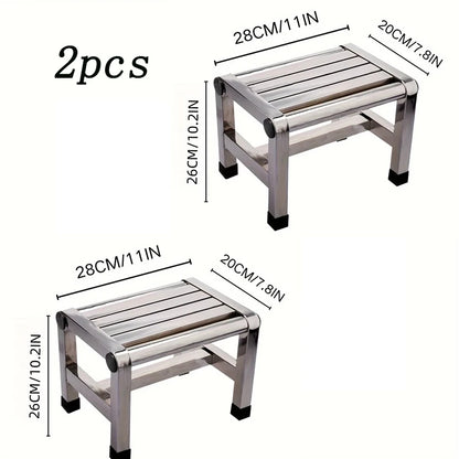 Multi Functional Stainless Steel Stool - Durable Thick & Sturdy Stool, Ideal for Living Room, Bathroom, Kitchen, Corridors