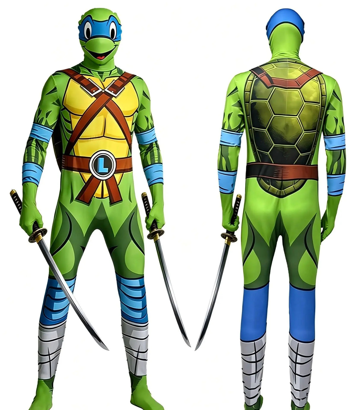 Ninja Turtles Style Cosplay Suit, Adult Halloween Superhero Costume, Stretch Bodysuit for Carnival Performance Party