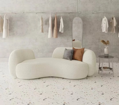 Creamy Style Minimalist Design Lamb Velvet Fabric Half Round Circle Cloud Sofas Sets Indoor Curved Couch for Home Living Room