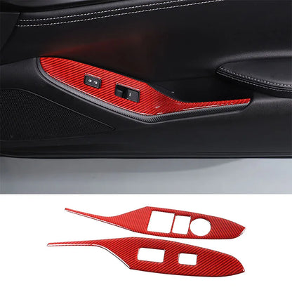 For 2016-2025 Mazda MX-5 ND ND5RC Door Window Switch Panel Soft Carbon Fiber Cover 2Pcs Left & Right Interior Sticker