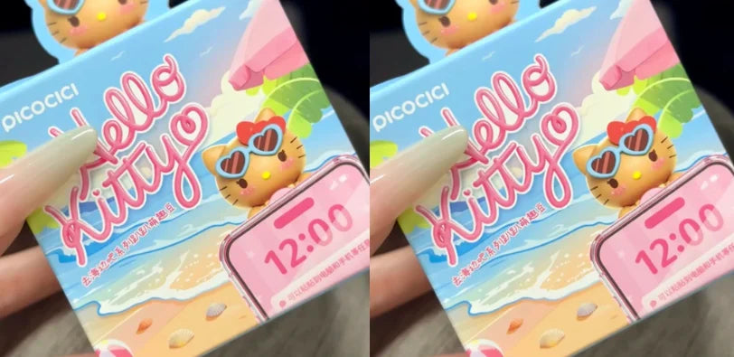 new Hello Kitty hipper Blind Box Go To Beach Series Cute Lying Figure Phone Case Sticker Collectible Trendy Toy Desk Decor gift