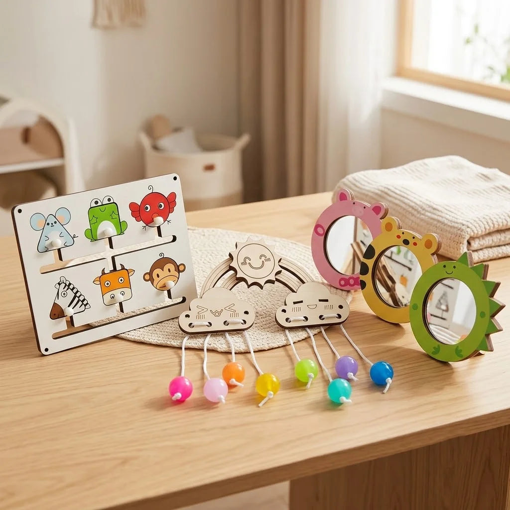 DIY Montessori Busy Board Accessories, Wooden Sensory Educational Toy, Fine Motor Skills & Cognitive Training Learning Toy for K
