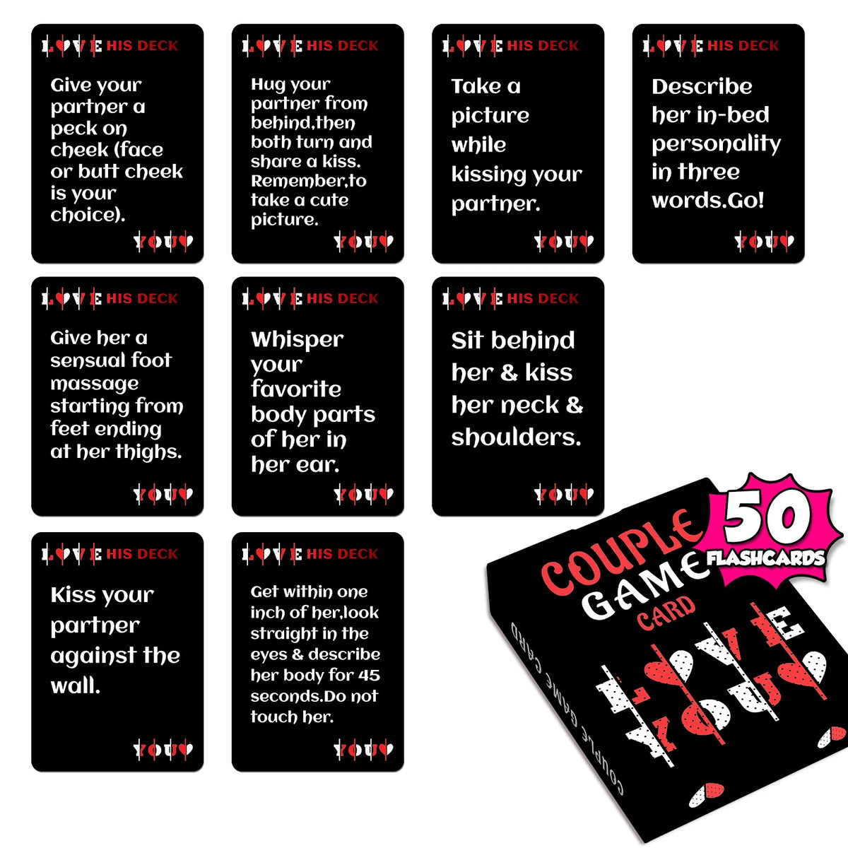 1Deck Couple Game Card - Challenge Cards for Couples, Night Date Bedroom Leisure Entertainment Game Card