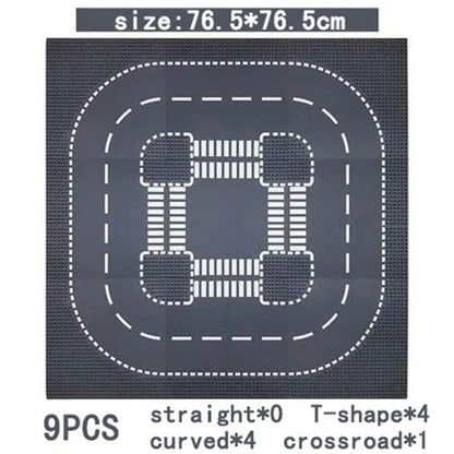 City Road Street Baseplate Straight Crossroad Curve T-Junction Building Blocks Base Plates Construction for Children Kids