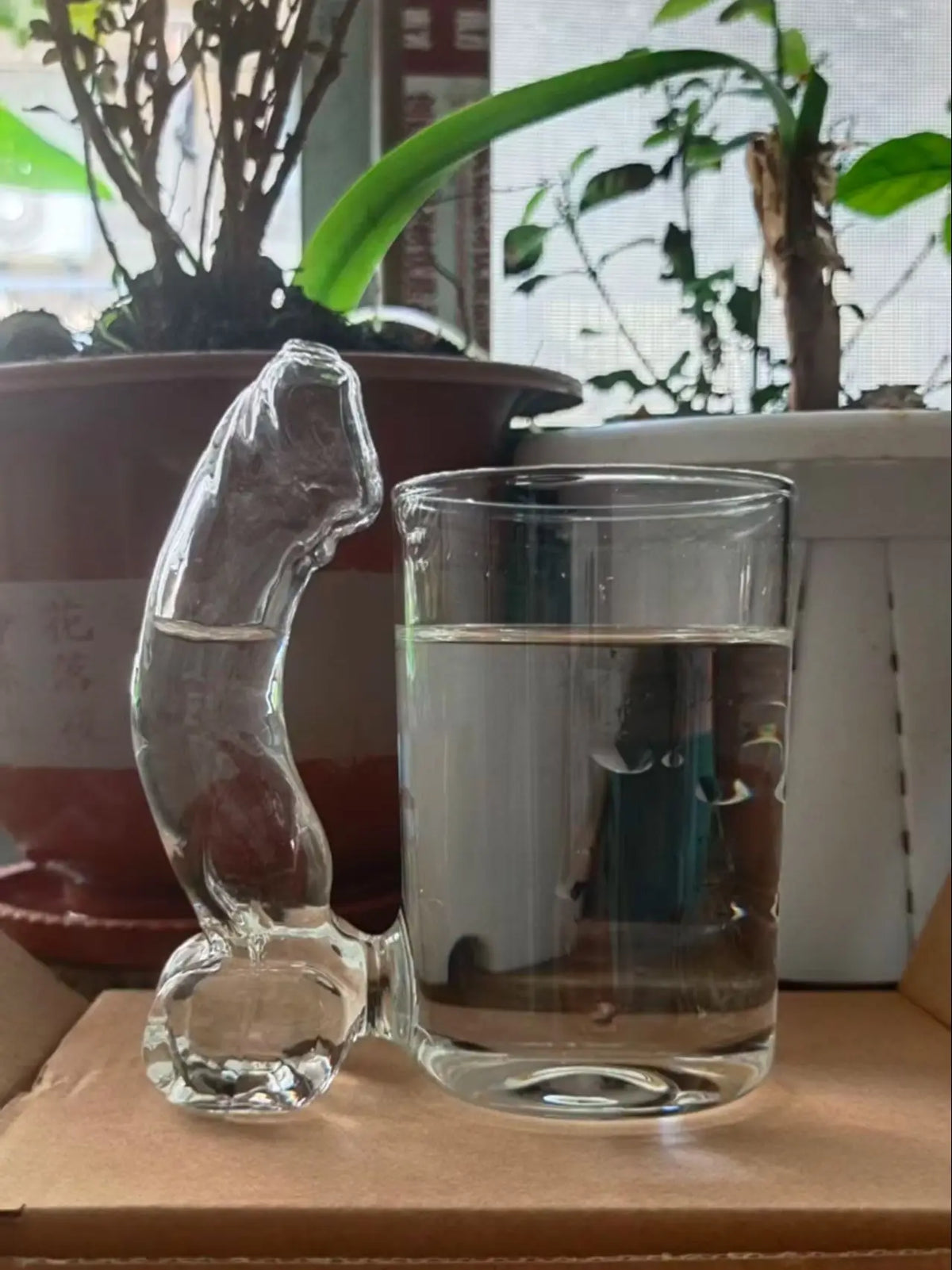 Creative Dolphin Handle Transparent Glass Cup, Thick Bottom Tumbler for Iced Beverage Lemonade Beer Beach Bar Table Decor