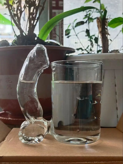 Creative Dolphin Handle Transparent Glass Cup, Thick Bottom Tumbler for Iced Beverage Lemonade Beer Beach Bar Table Decor