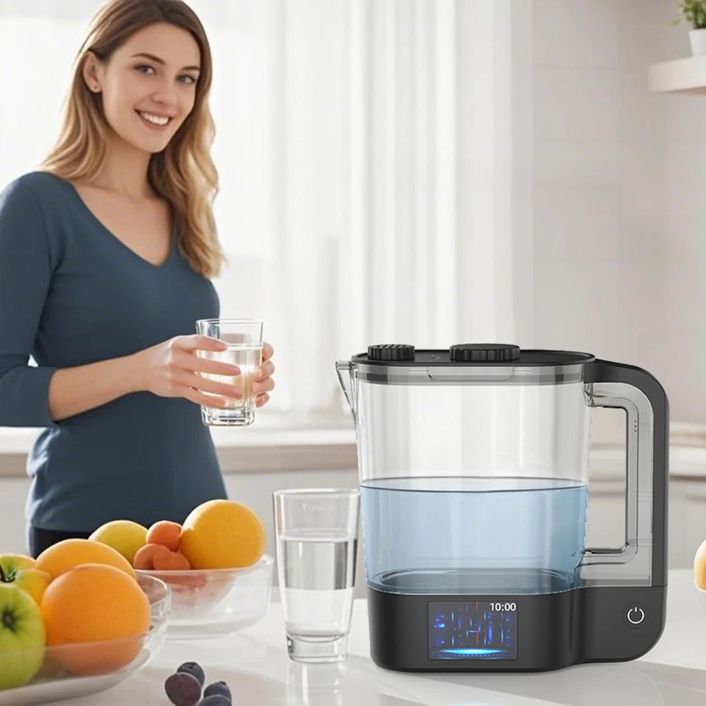 Hydrogen Water Bottle Generator 64 Ounces Hydrogen Water Ionizer Pitcher Generator Machine with SPE PEM Concentrator Technology