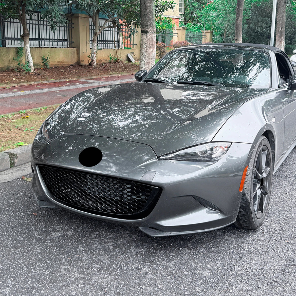 For Mazda MX-5 Miata ND 2016-2026 Glossy Black Front Grille Upper Bumper Hood Mesh Grid Air Intake Body Protector Racing Grill