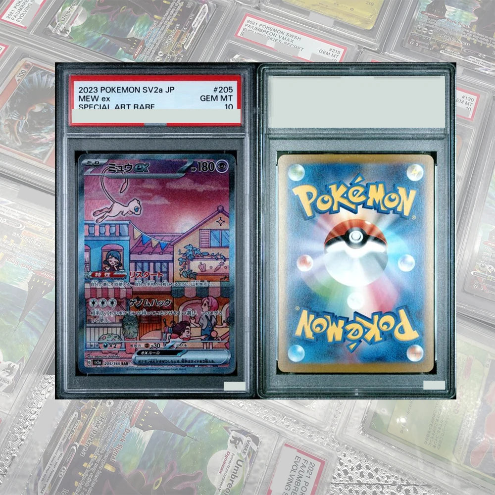 DIY Proxy PTCG Graded Collection Card Mew ex SAR 205/165 SV2a Card 151 Card Japanese 2023 GEM MT10 Holographic Label Child Gift