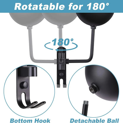 Wall Mount Motorcycle Helmet Holder 180°Rotation Football Bicycle Helmet Rack Helmet Display Hanger Stand for Caps With 2 Hooks