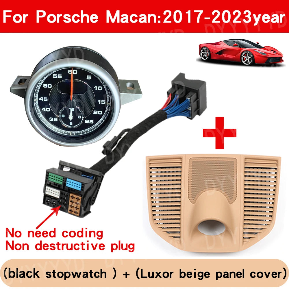 For Porsche Macan 95B 2014-2023 Stopwatch Compass Chrono Clock Watch Instrument Panel Cover Car Interior Dashboard Accessories