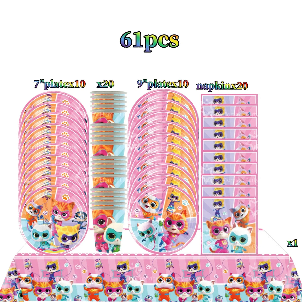 Superkittie Birthday Party Decoration Tableware Tablecloth Plate Cup Napkin Balloon Cake Decor superkitties Party Favors Supply