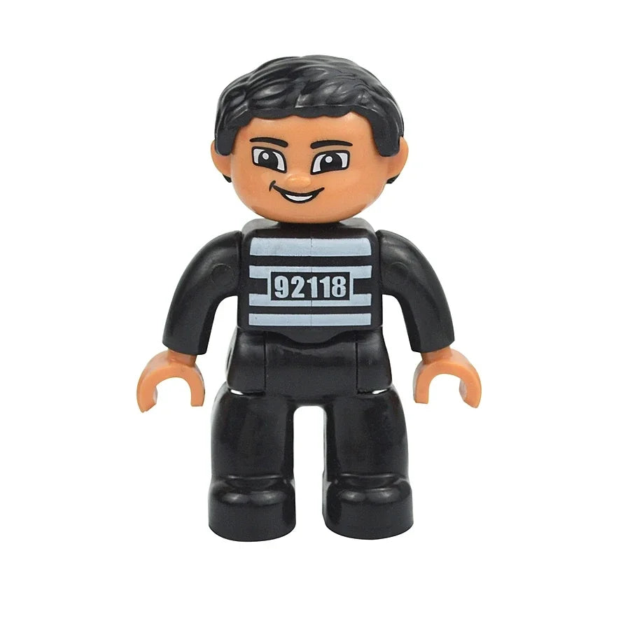 Figures Dolls Big Size Building Blocks Family Action Workers Doctor Police Farmer Compatible Large Bricks Duploes Kid Toys