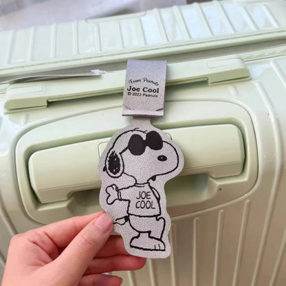 Japanese Snoopy peripheral cartoon suitcase luggage tag cute checked anti-lost tag bag doll boarding pass anime gift unisex