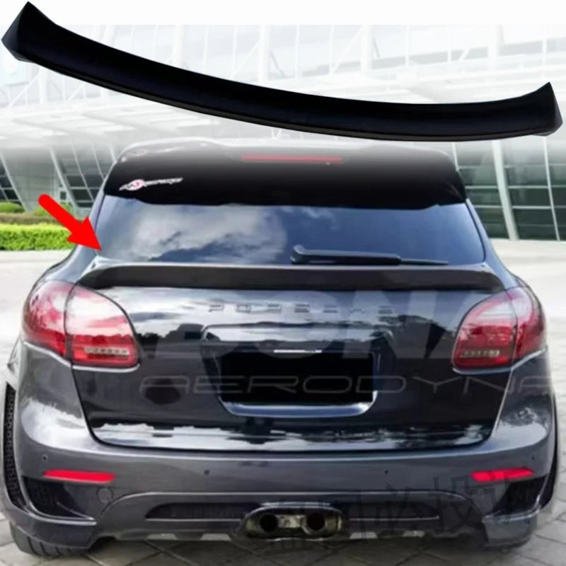 For Porsche Cayenne 958 2011 2012 2013 2014 True Carbon Fiber /FRP Black Middle Wing Rear Wing Luggage Lip Top Spoiler