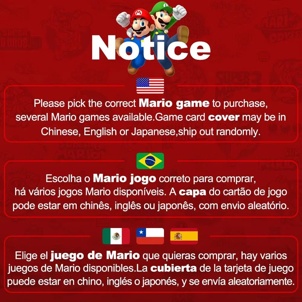 Super Mario Nintendo Switch Games Mario Bros Wonder Kart 8 RPG Mario Strikers Odyssey 3D World Fury U Deluxe Party Superstars