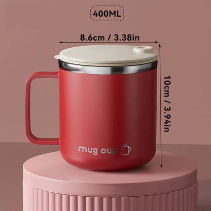 400ML Insulated Coffee Mug With Lid 304 Stainless Steel Double Wall Water Cup Sealed Milk Coffee Cup Student Adult Drinkware