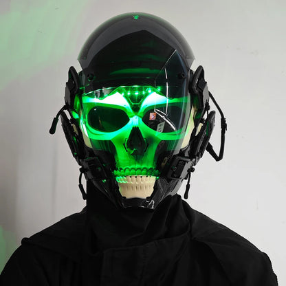 Led Luminous Skeleton Punk Mask Futuristic Techwear Disguise Helmet Gothic Cyber Teenagers Cosplay Masks Accessories
