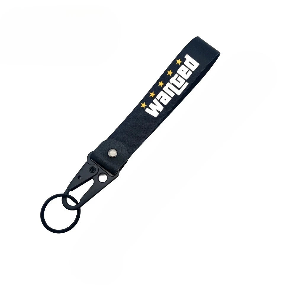 Auto Motorcycle Nylon Key Strap Embroidery Lanyard Keyring for Rockstar Game GTA 5 Fans Keychain Accessories