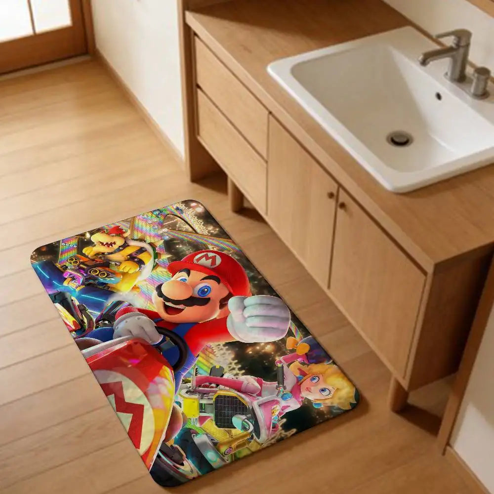 Game M-marioes Cartoon Bathroom Mat Anti-slip Absorb Water Long Strip Cushion Bedroon Mat Welcome Doormat