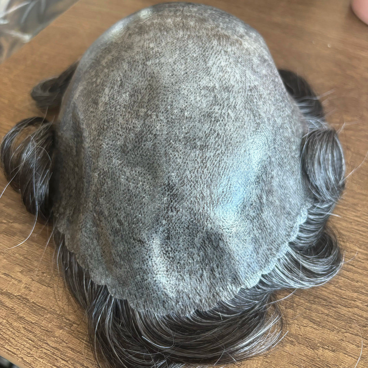 5 Inches Human Hair Brown Gray Blonde Natural Hairline Men's Toupee Long Last 0.1mm Poly Skin Silicon Base #4 1b50 Hair Replace