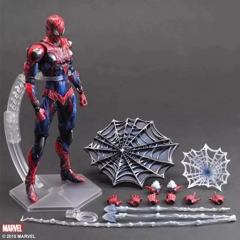 Iron Man, War Machine, Spider-Man, Captain America, Black Panther. Marvel action figures.