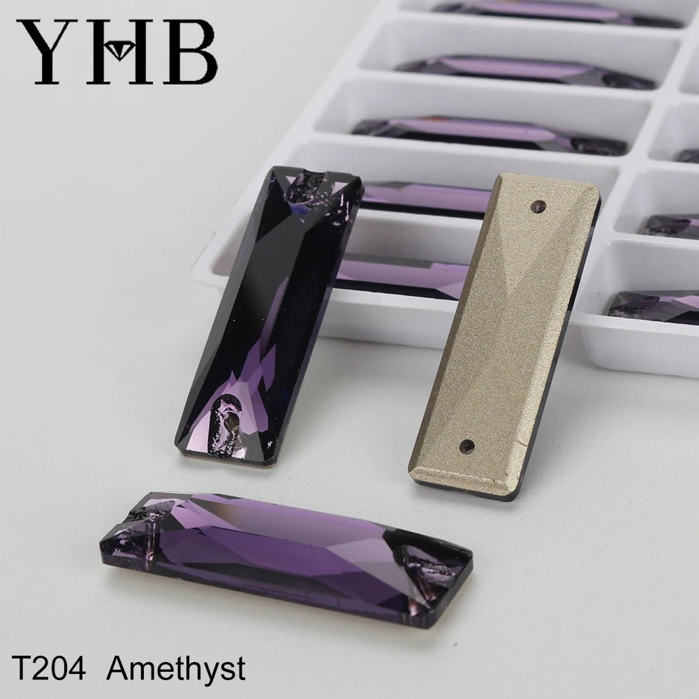 YHB Top Quality Cosmic Baguetee Glass Crystal AB Moonlight Sewing Stones Flatback Sew on Rhinestones For Garment Clothes Bags