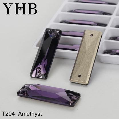 YHB Top Quality Cosmic Baguetee Glass Crystal AB Moonlight Sewing Stones Flatback Sew on Rhinestones For Garment Clothes Bags