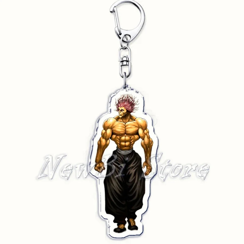 Japanese Anime Hanma Baki Son of Ogre Keychain for Yuujirou Characters Pendant Key Chain Ring Keyring Jewelry Holiday Giftss
