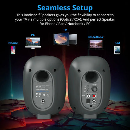 Bestisan SR06 80W Gaming Bluetooth Bookshelf Speakers Computer Active Speaker Soundbar Hifi Home Theater Bass For PC TV