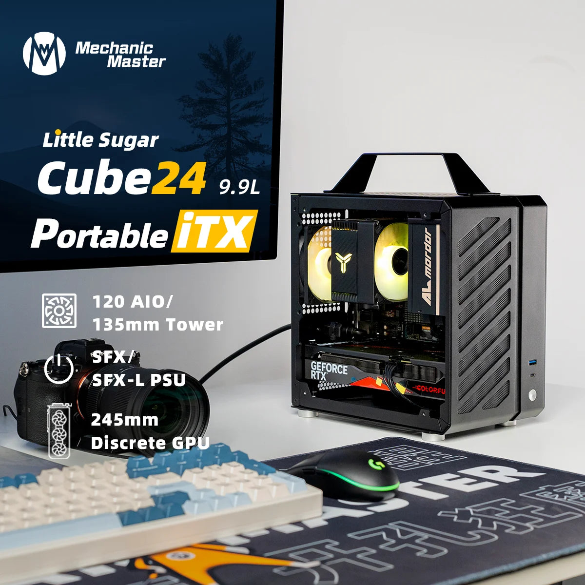 Mechanic Master C24 Sugar Cube Air&TypeC Version Portable Mini Desktop Chassis ITX Computer Case With Tempered Glass PC ardware