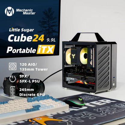Mechanic Master C24 Sugar Cube Air&TypeC Version Portable Mini Desktop Chassis ITX Computer Case With Tempered Glass PC ardware