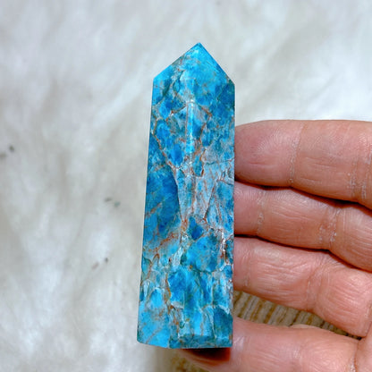Natural Crystal Blue Flashy Apatite Tower Healing Gemstones High Quality Mineral Reiki Ornament Home Decorations Gift