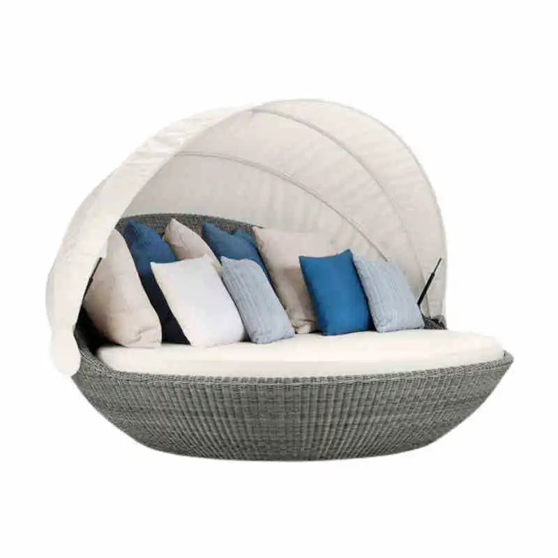 HYS outdoor rattan large round bed garden courtyard balcony bed recliner leisure creative lazy rattan chair sofa bed furniture