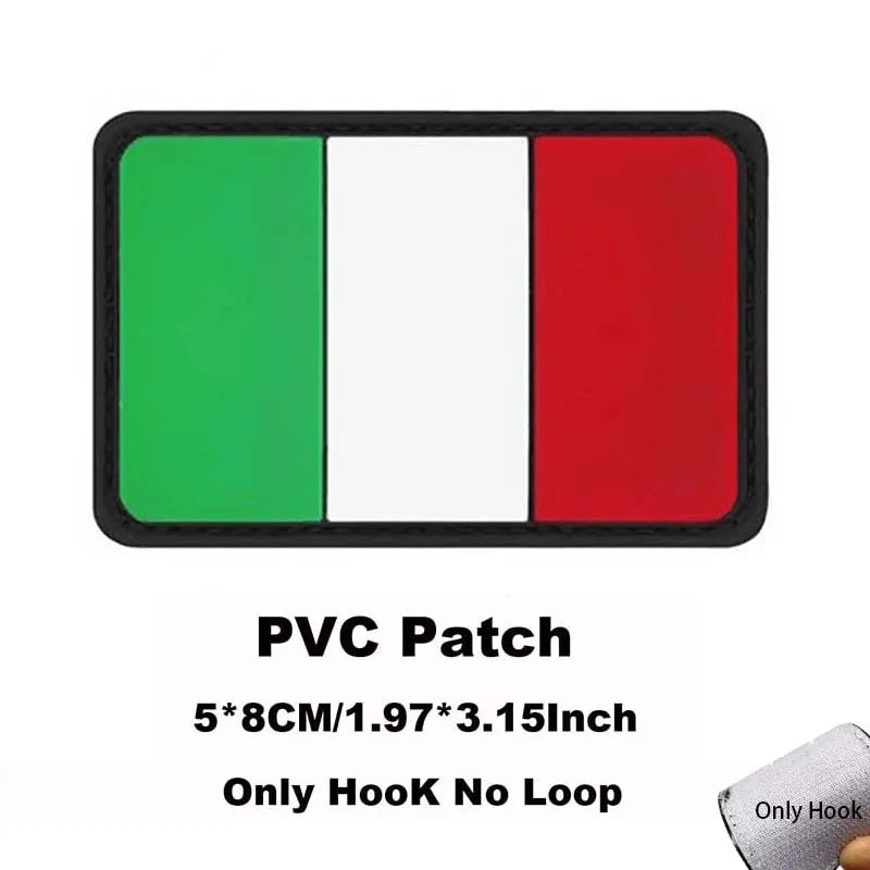 Russia,Poland,Germany,Italy,Spain,France Flags Emblem Military Backpack Badge,3D PVC Rubber Applique Tactical Patches with Hook