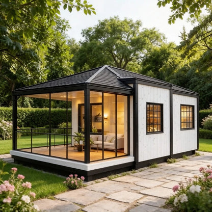 Hot Sale Mobile Tiny Home Forest Cabin Warehouse Barn Prefab House Expandable Steel Container House Sunroom Garden Rooms