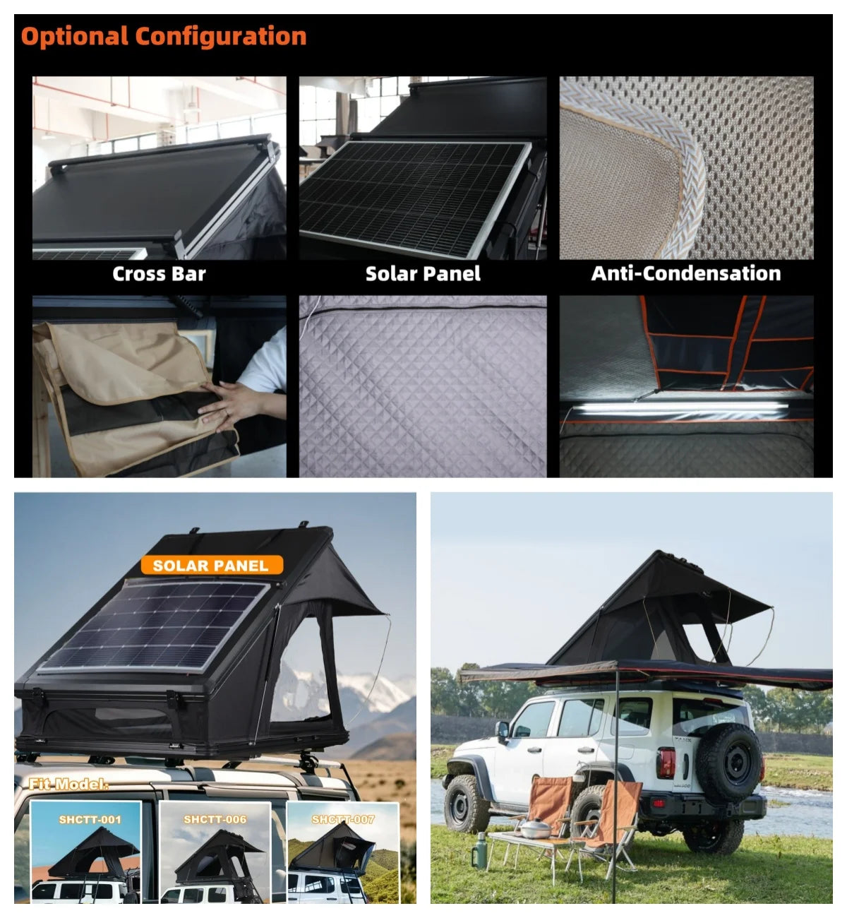 Aluminum 4 Person Rooftop Tent Hard Shell Camping Tent for Car Aluminium Hard Shell Roof Top Tent