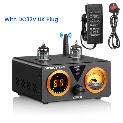 AIYIMA Audio T9 Pro Stereo Vacuum Tube Amplifier Bluetooth 5.1 QCC3040 Aptx USB DAC COAX OPT HiFi Home Digital Amp VU Meter 100w