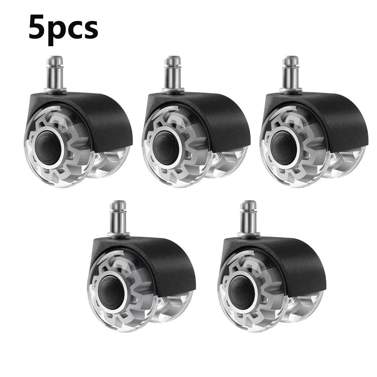 Pack of 5 Quiet Rubber Swivel Wheels for Office Chairs, Smooth and Stable Furniture Casters