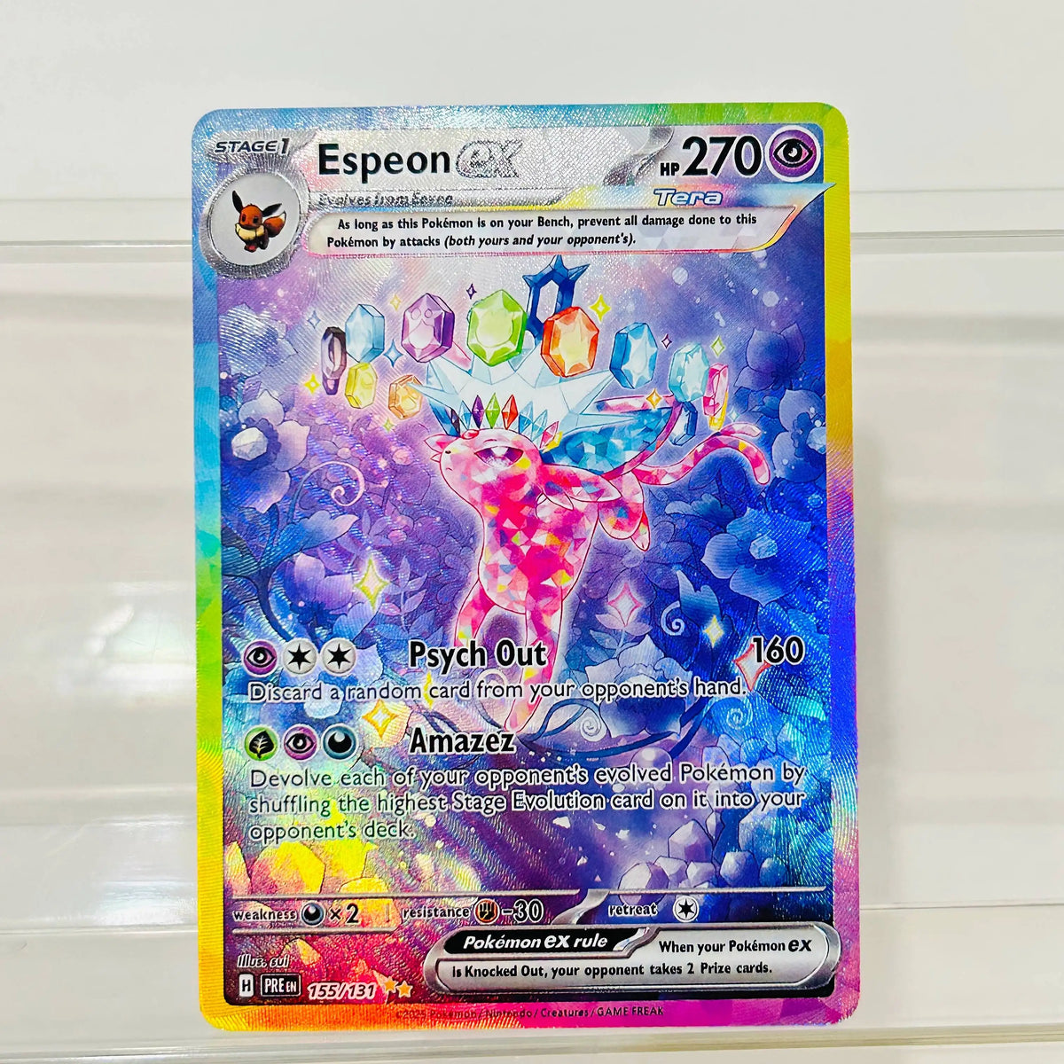Eevee ex 167/131 English Version DIY Holographic Texture Card Collectible Grade Premium Anime Collection Card